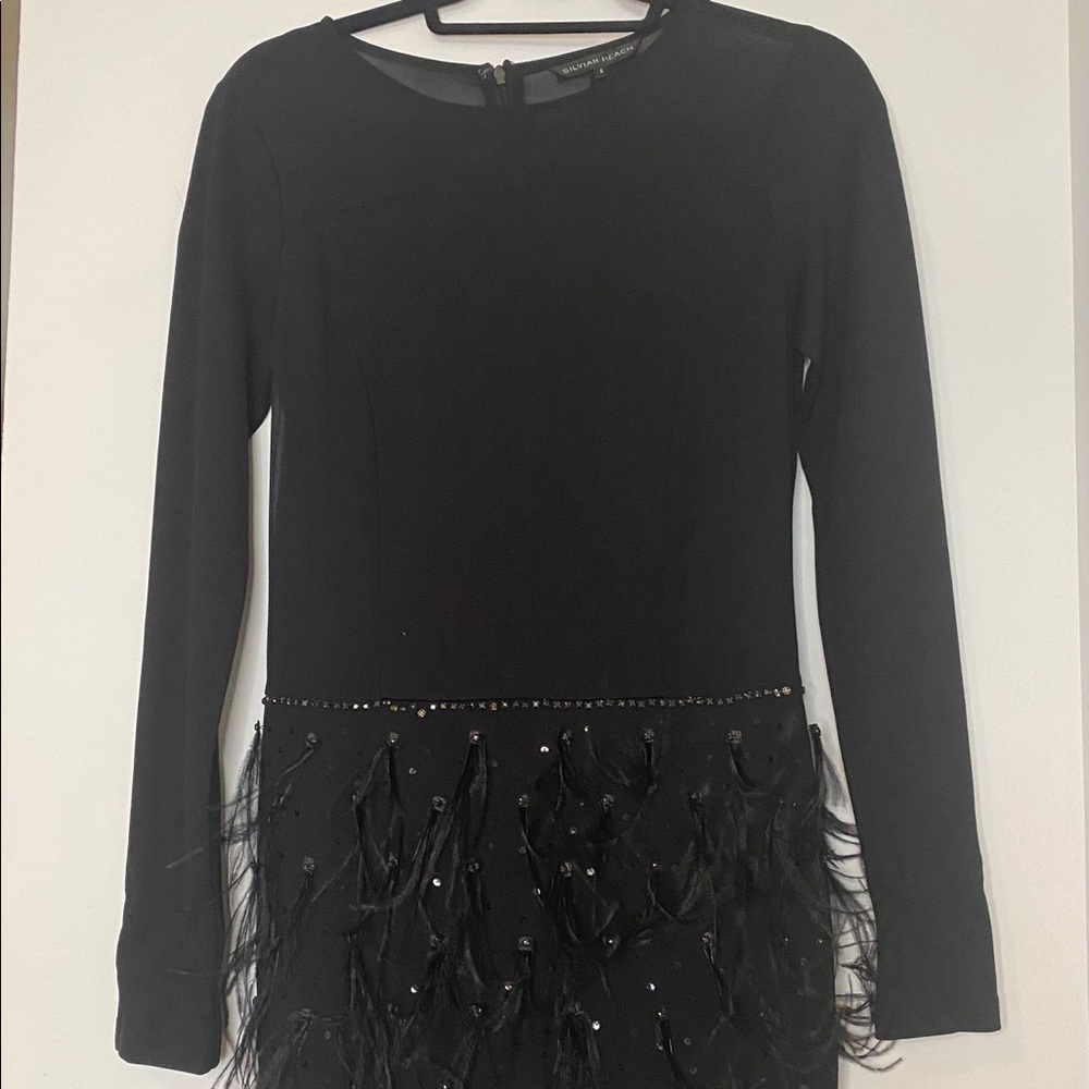 Silvian Heach Dress with feathers and beads Small